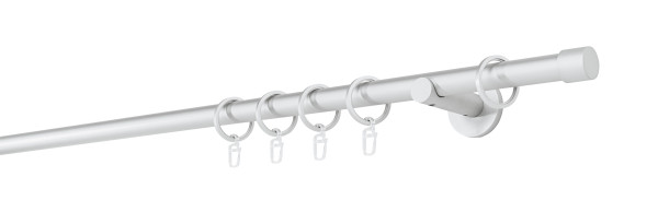 Gardinenstange 1-läufig 20mm Wandträger 6,5cm Endstück Cap