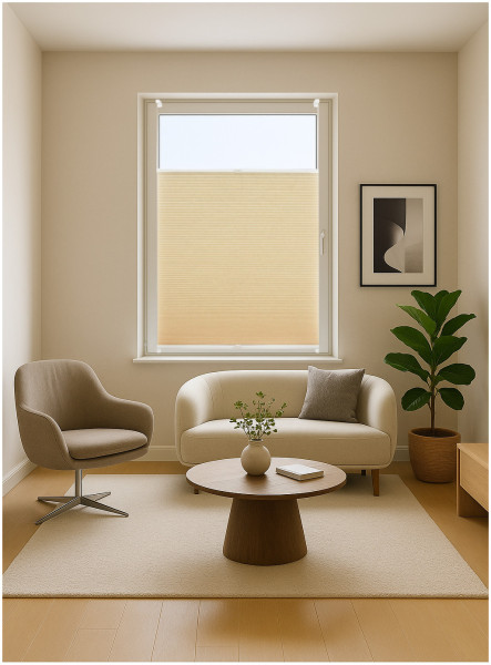 Waben-Plissee verspannt Klemmfix, ohne Bohren